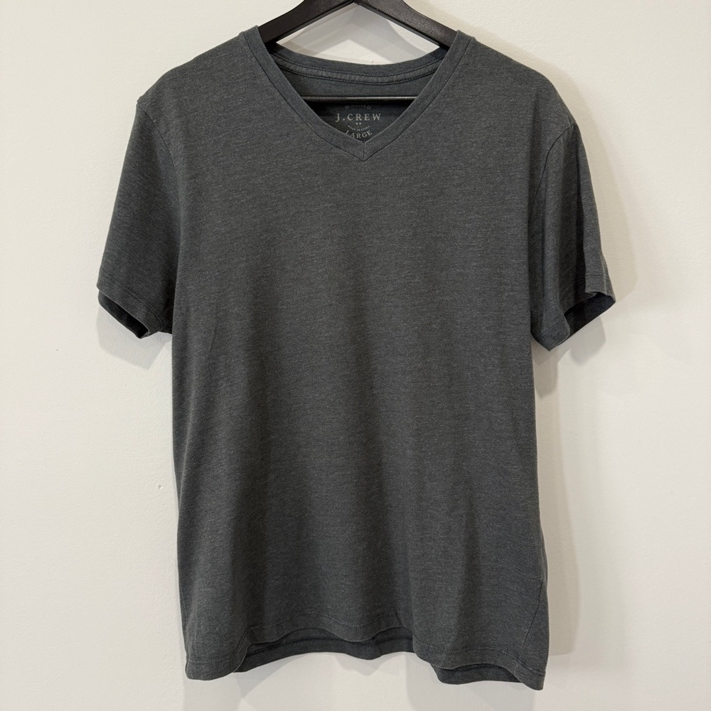J. Crew Men's Slim Washed Gray V-Neck Shirt Size L
